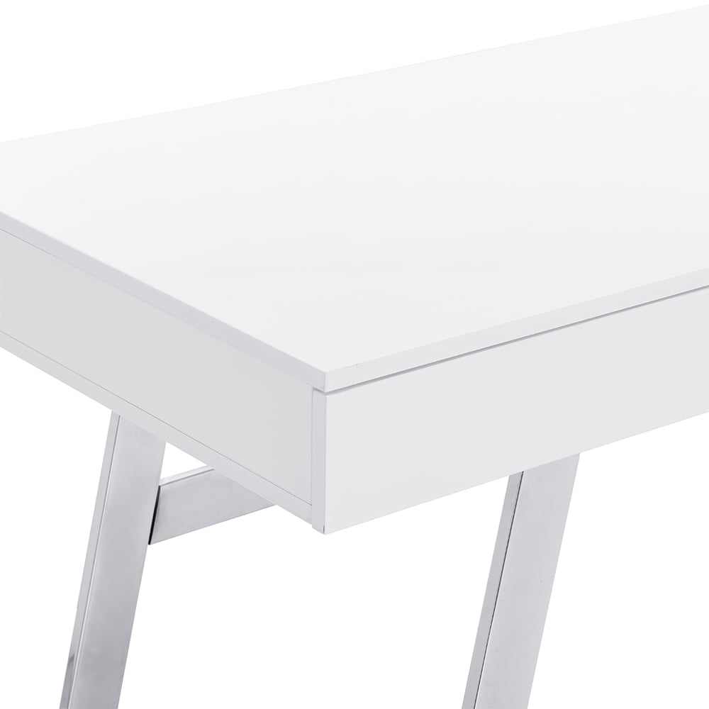 Aspen High Gloss Laptop Desk With 3 Drawers In White