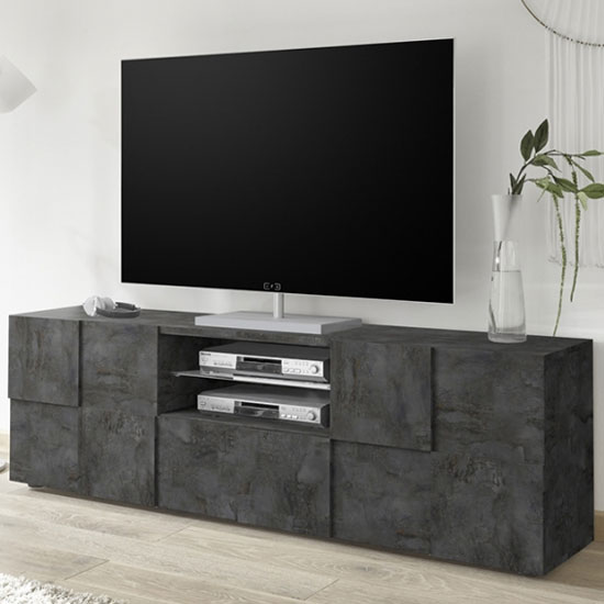 Product photograph of Aleta Wooden Large Tv Stand In Oxide With 2 Doors 1 Drawer from Furniture in Fashion