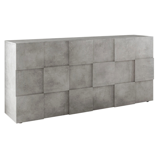 Aleta Wooden Sideboard In Concrete With 3 Doors_3