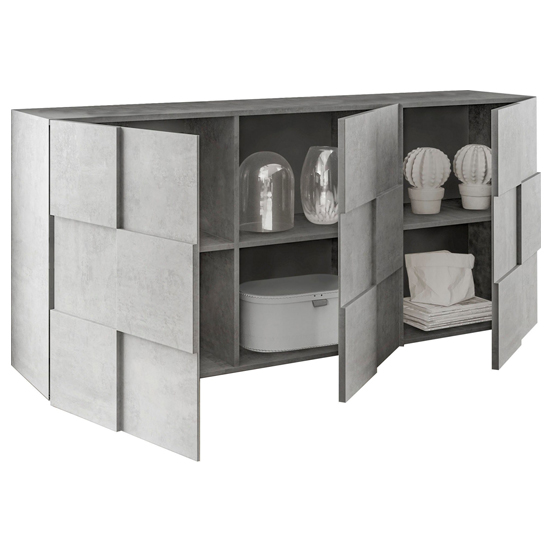 Aleta Wooden Sideboard In Concrete With 3 Doors_4