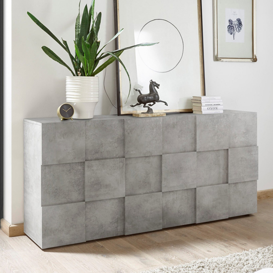 Photo of Aleta wooden sideboard in concrete with 3 doors