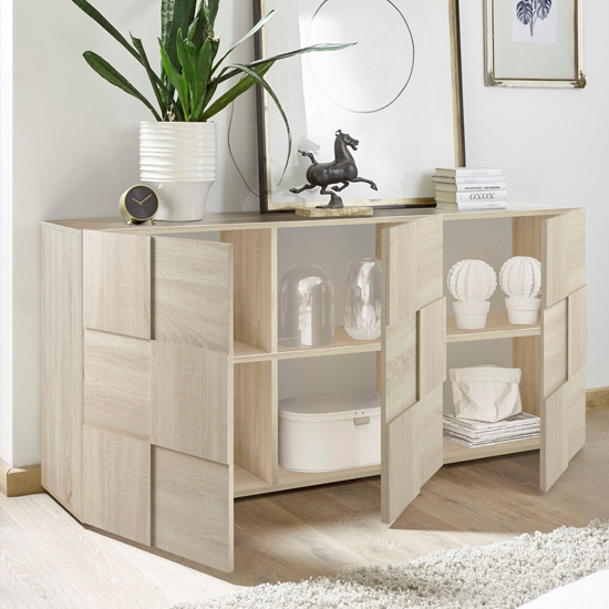 Aleta Wooden Sideboard In Sonoma Oak With 3 Doors_2