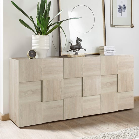 Product photograph of Aspen Wooden Sideboard In Sonoma Oak With 3 Doors from Furniture in Fashion