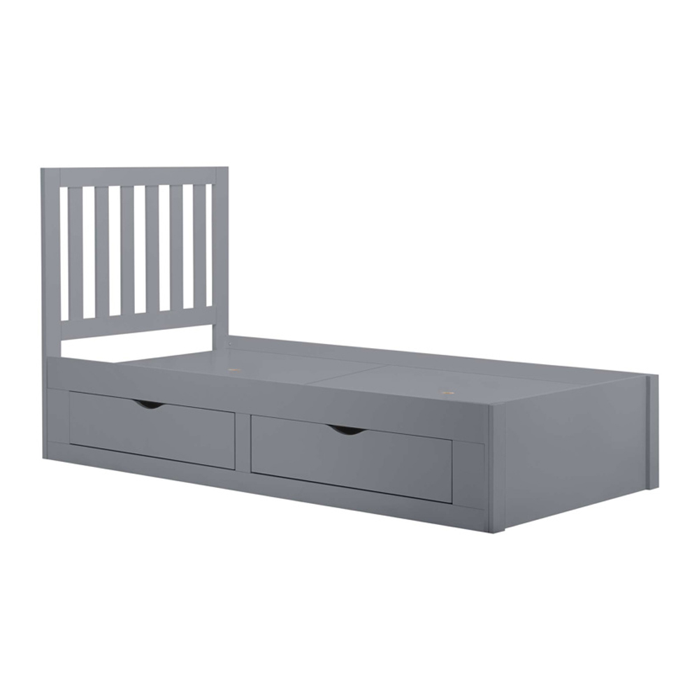 Aspen Wooden Single Bed with 4 Drawers in Grey