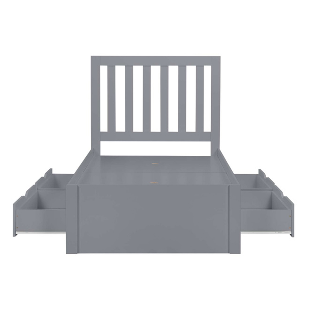 Aspen Wooden Single Bed with 4 Drawers in Grey