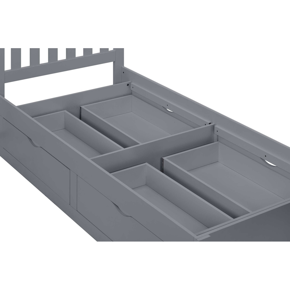Aspen Wooden Single Bed with 4 Drawers in Grey