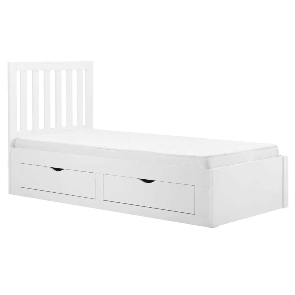 Aspen Wooden Single Bed With 4 Drawers In White