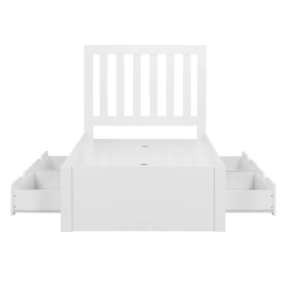 Aspen Wooden Single Bed With 4 Drawers In White
