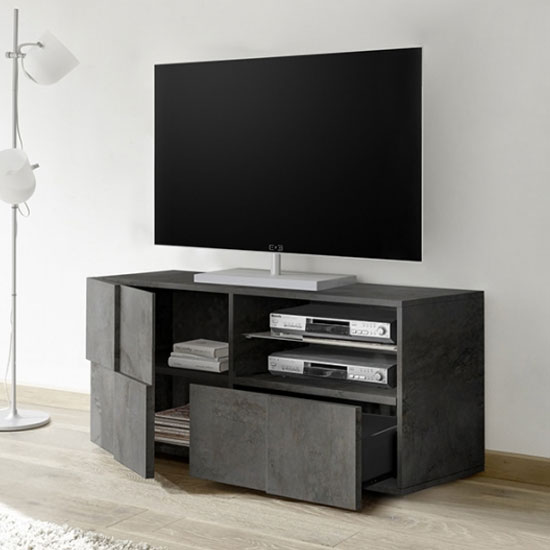 Aspen Wooden Small TV Stand In Oxide With 1 Door 1 Drawer_2