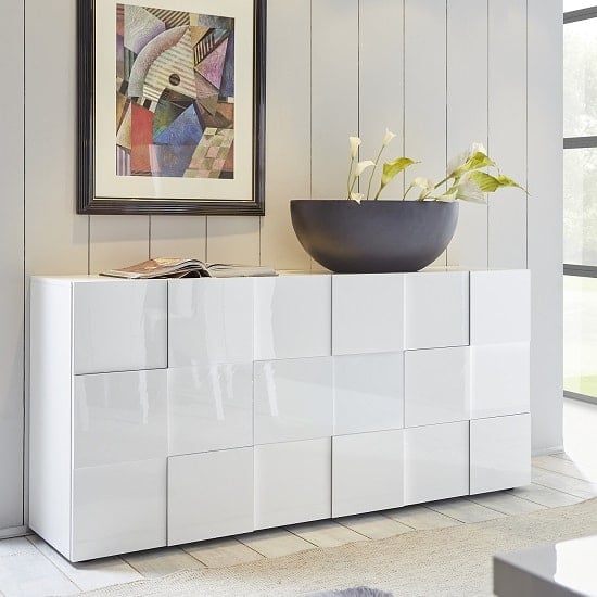 Photo of Aspen high gloss sideboard with 3 doors in white