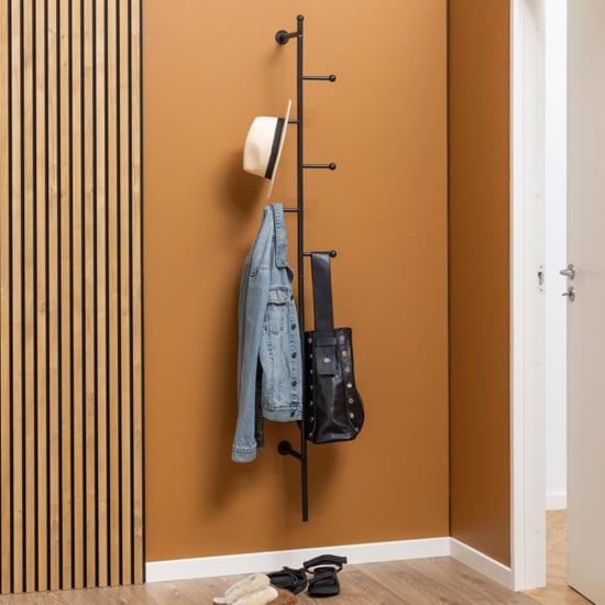 Aspin Wall Hung Metal Coat Stand In Matt Black