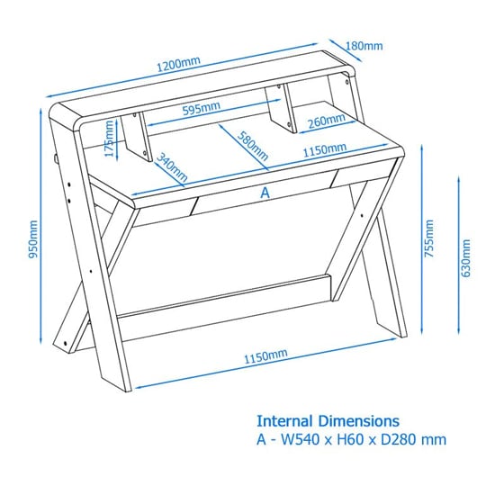 Aspin Wooden Computer Desk In Light Oak And White_4