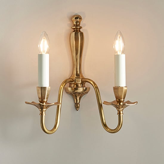 Read more about Asquith twin gloss ivory wall light in solid brass