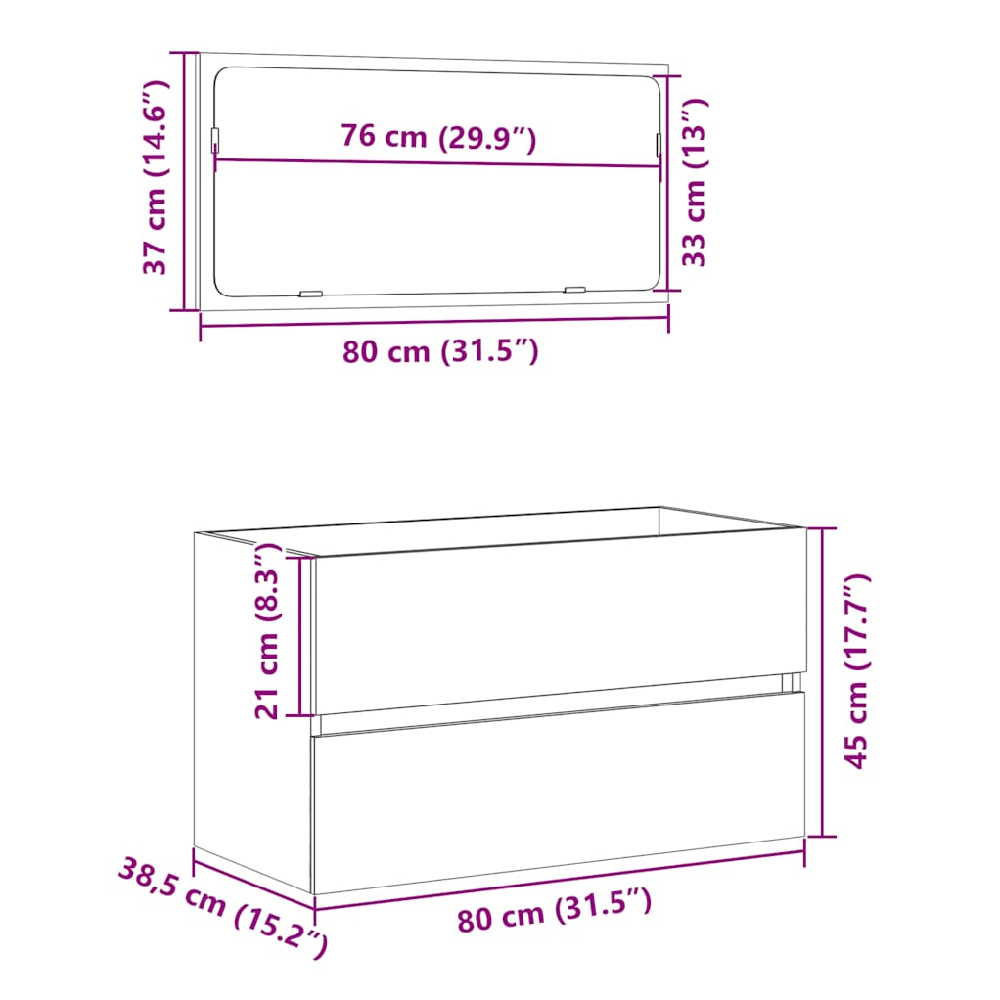 Assago Wooden 2 Piece Bathroom Furniture Set In Smoked Oak
