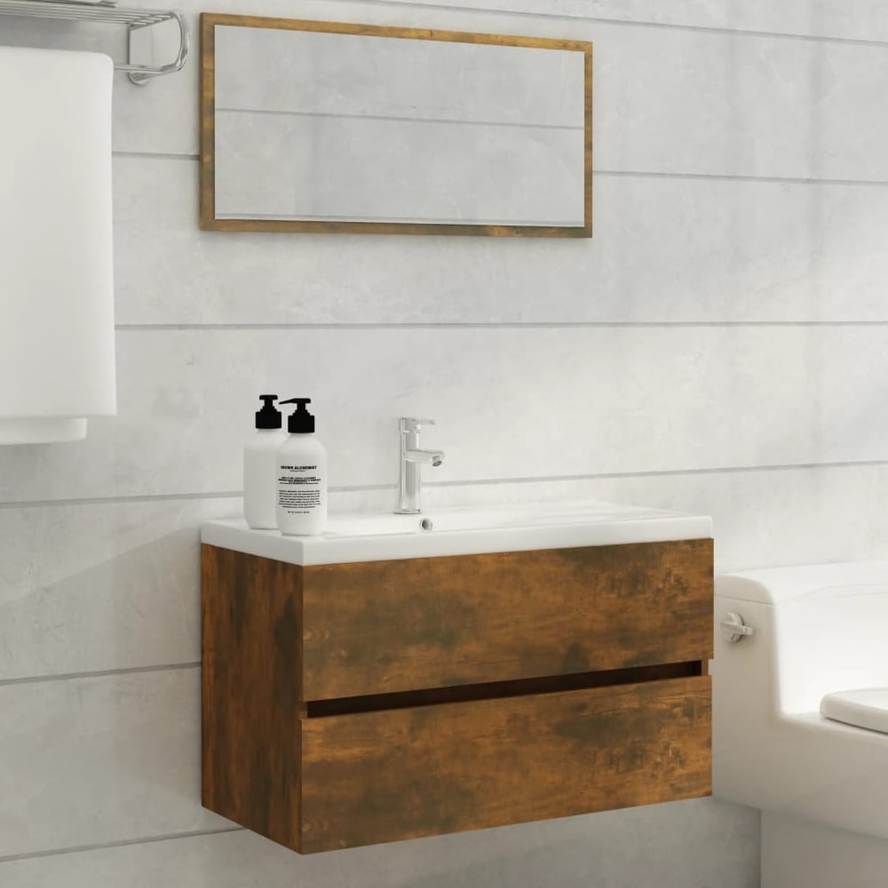 Read more about Assago wooden 2 piece bathroom furniture set in smoked oak
