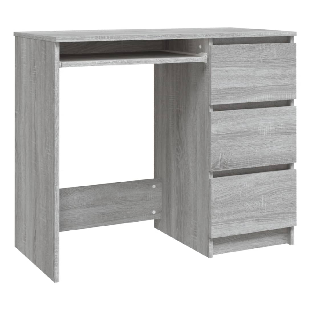 Assago Wooden Laptop Desk With 3 Drawers In Grey Sonoma