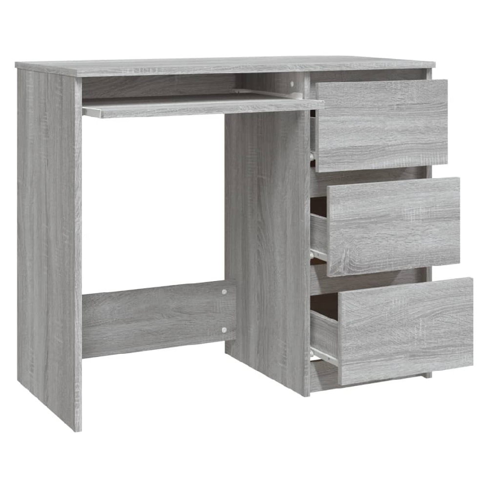 Assago Wooden Laptop Desk With 3 Drawers In Grey Sonoma