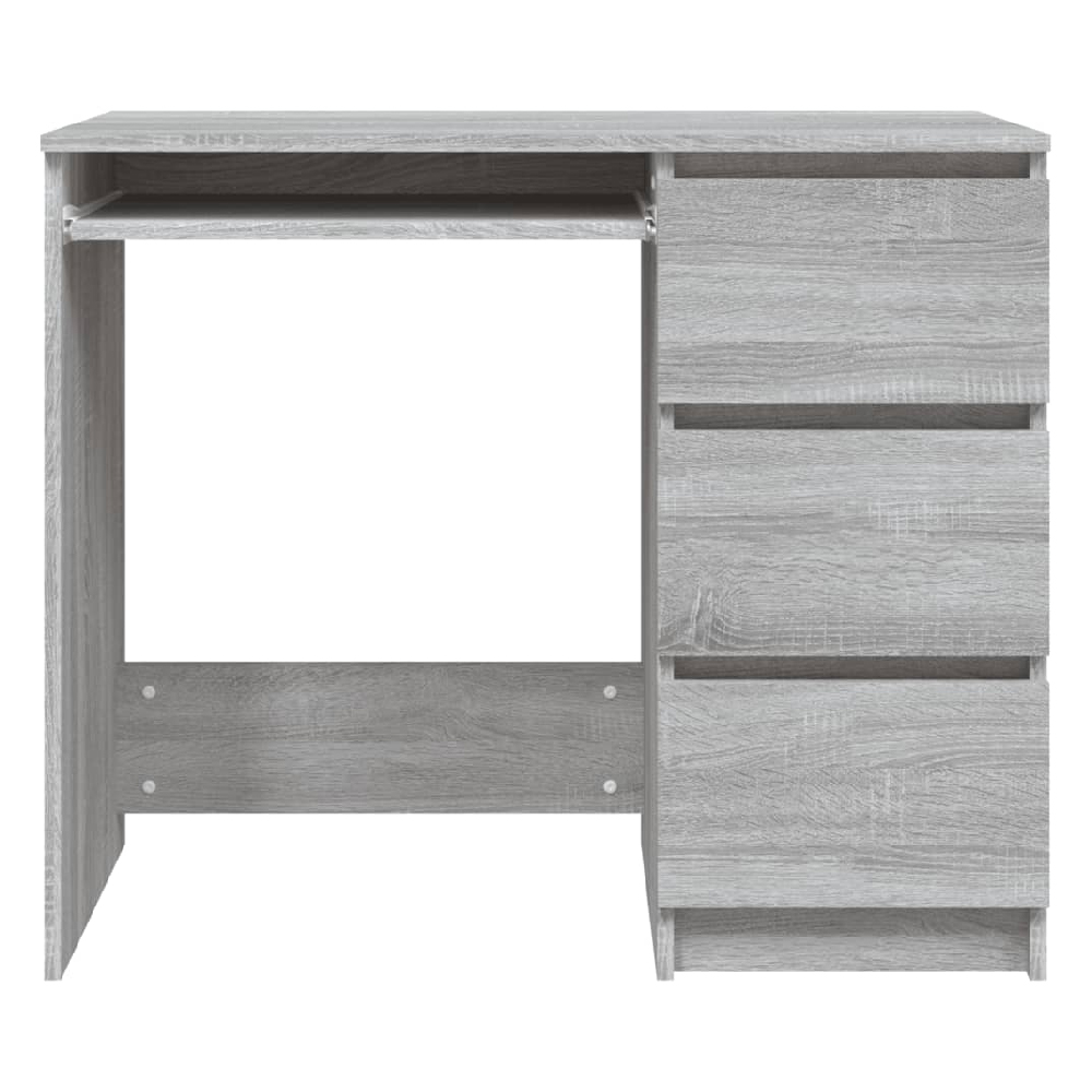 Assago Wooden Laptop Desk With 3 Drawers In Grey Sonoma