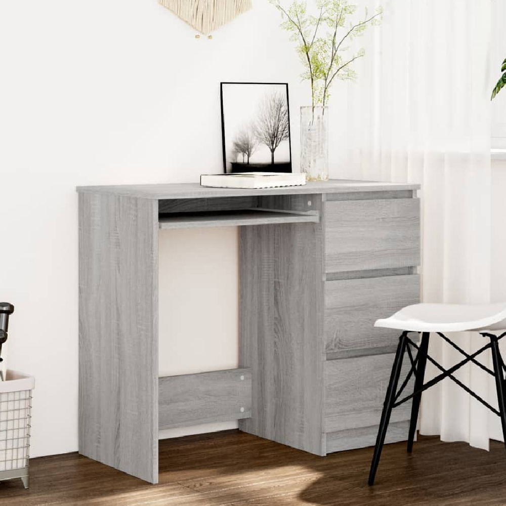 Read more about Assago wooden laptop desk with 3 drawers in grey sonoma