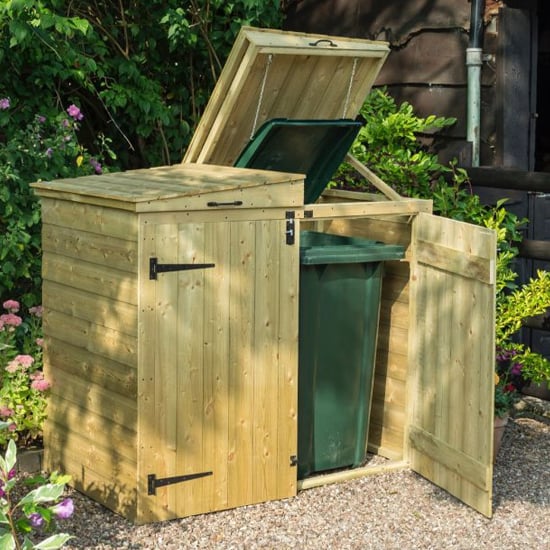 Product photograph of Assington Wooden Bin Store With 4 Doors In Natural Timer from Furniture in Fashion