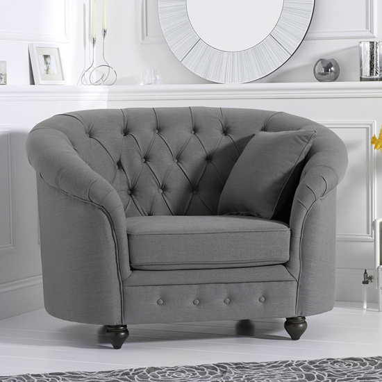 Astarik Chesterfield Fabric Armchair In Grey_2