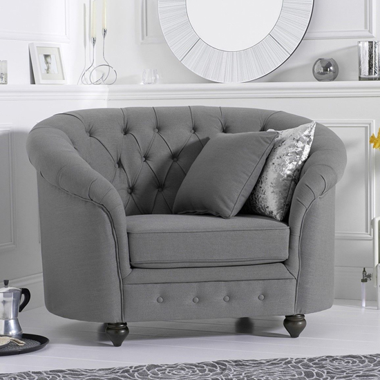 Astarik Chesterfield Fabric Armchair In Grey_1
