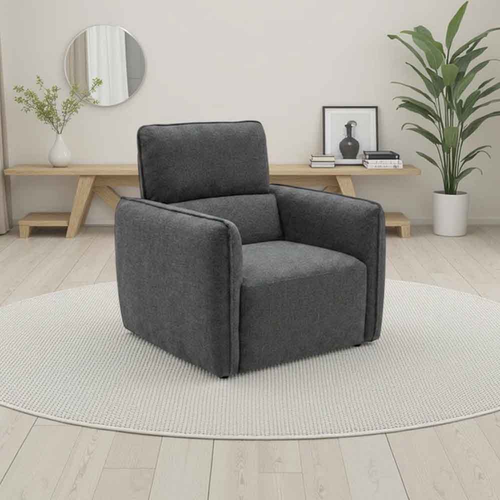 Aster Fabric 1 Seater Sofa in Charcoal
