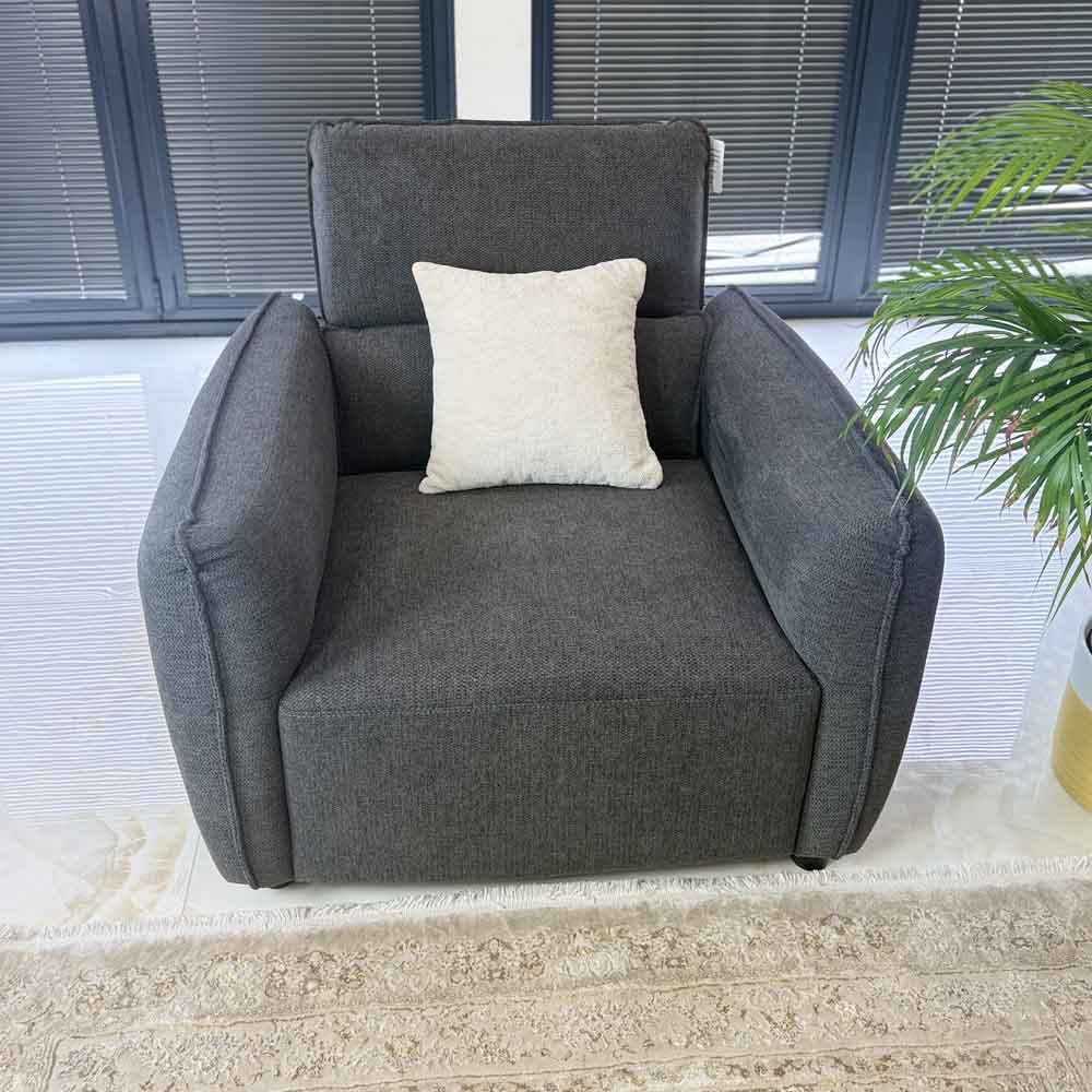 Aster Fabric 1 Seater Sofa in Charcoal