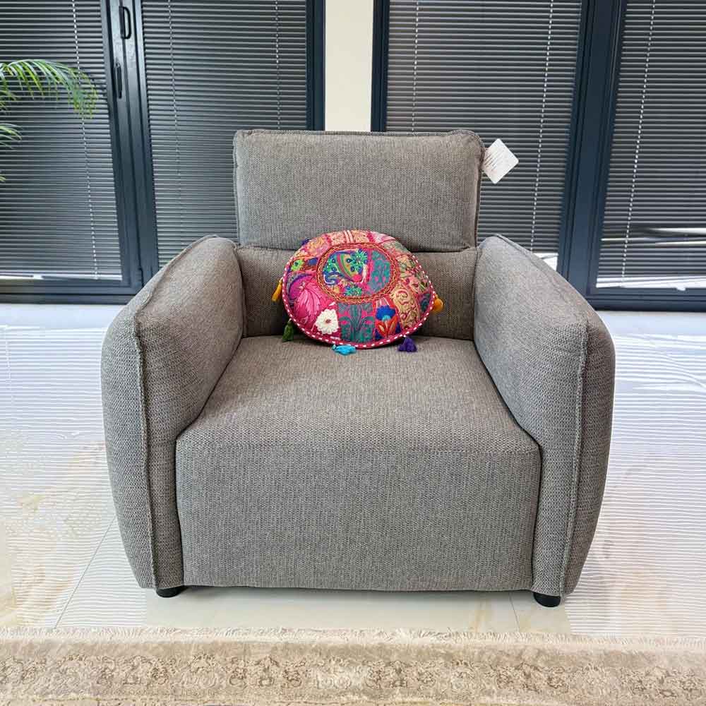 Aster Fabric 1 Seater Sofa in Grey
