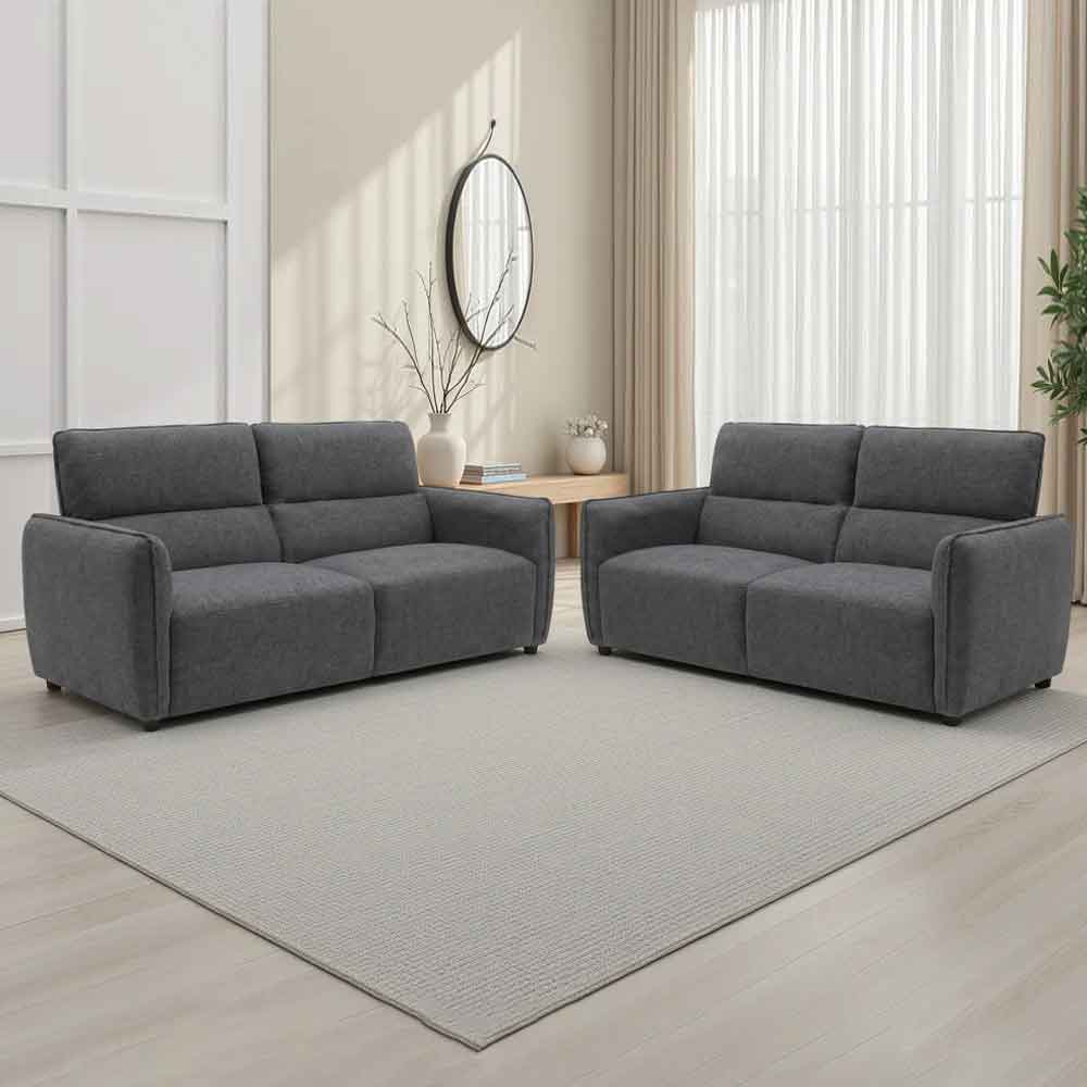 Aster Fabric 3+2 Seater Sofa Set in Charcoal