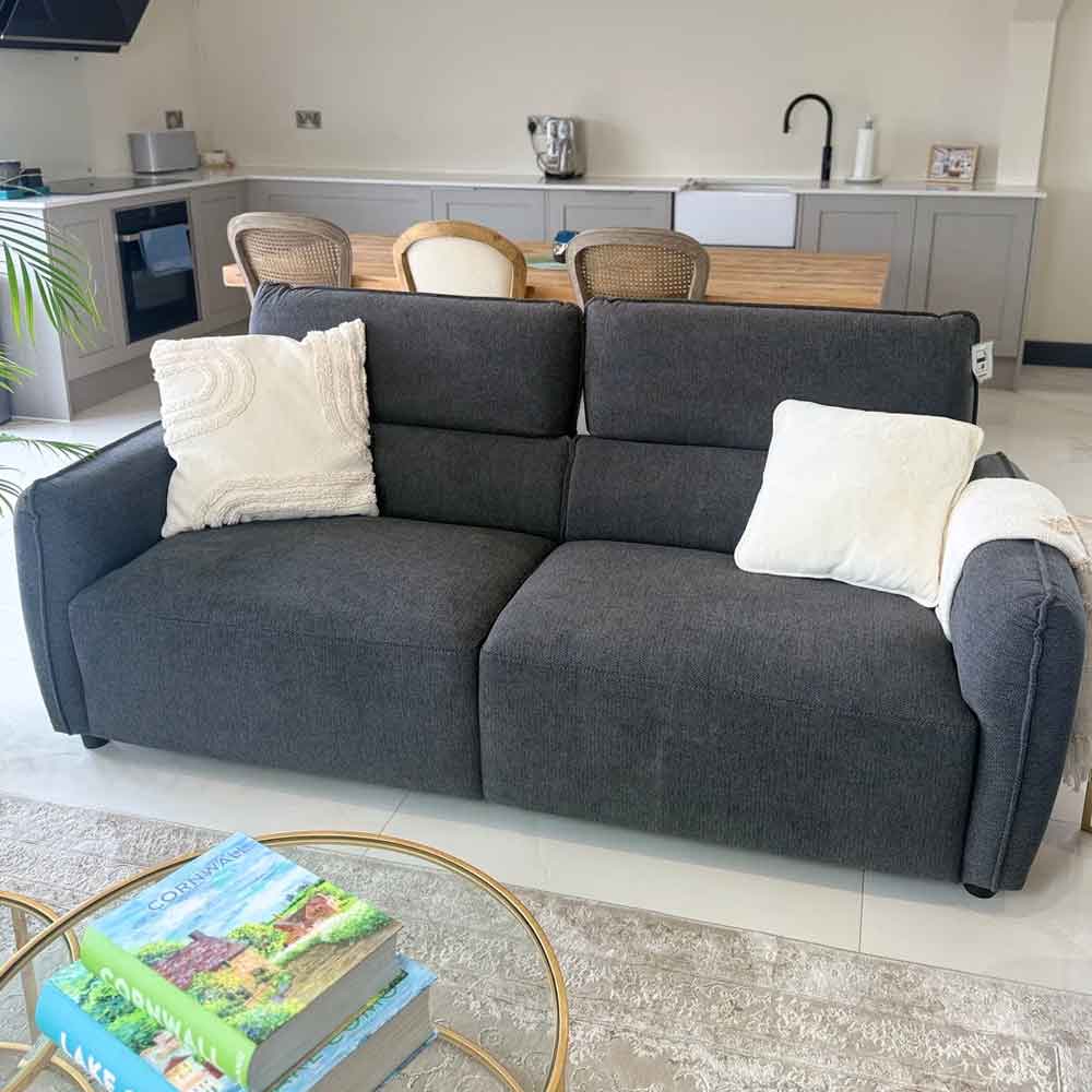 Aster Fabric 3+2 Seater Sofa Set in Charcoal