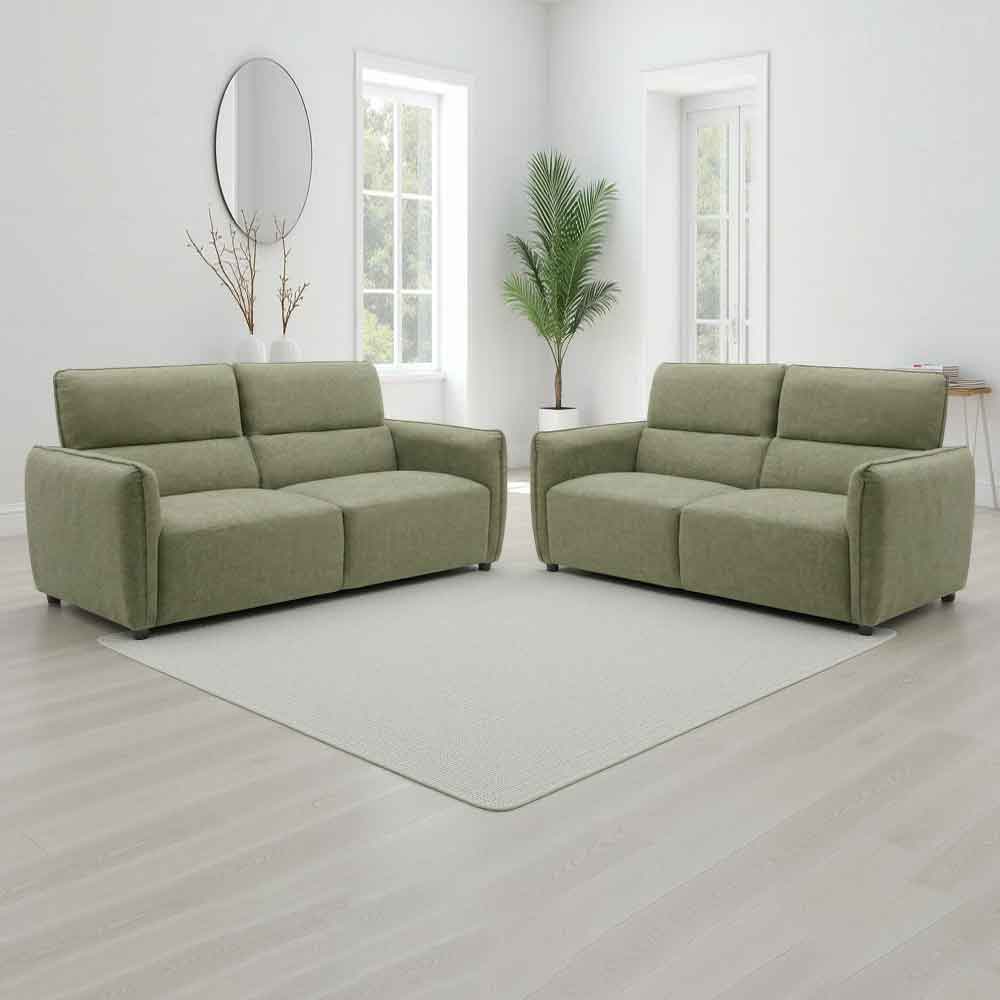 Aster Fabric 3+2 Seater Sofa Set in Green