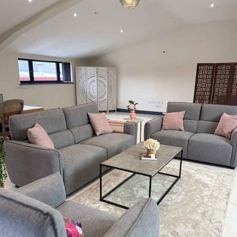 Aster Fabric 3+2 Seater Sofa Set in Grey