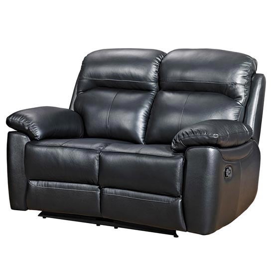 Product photograph of Astona Leather 2 Seater Fixed Sofa In Black from Furniture in Fashion