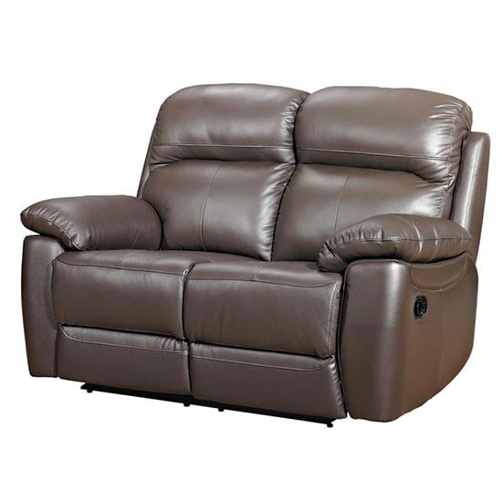 Product photograph of Astona Leather 2 Seater Fixed Sofa In Brown from Furniture in Fashion