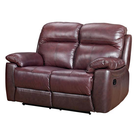 Product photograph of Astona Leather 2 Seater Fixed Sofa In Chestnut from Furniture in Fashion