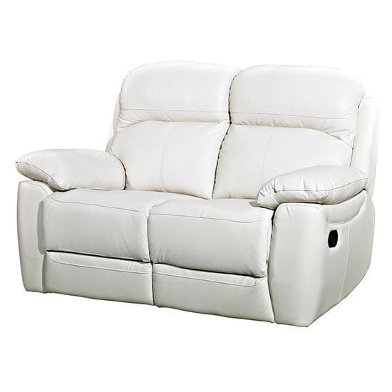 Astona Leather 2 Seater Fixed Sofa In Ivory