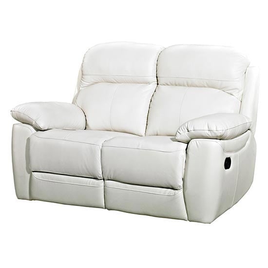 Product photograph of Astona Leather 2 Seater Fixed Sofa In Ivory from Furniture in Fashion