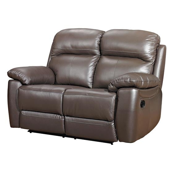 Product photograph of Astona Leather 2 Seater Recliner Sofa In Brown from Furniture in Fashion