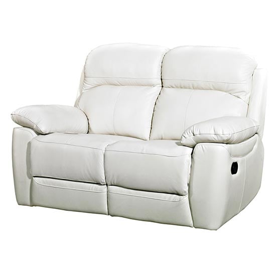 Aston Leather 2 Seater Recliner Sofa In, White Leather 2 Seater Recliner Sofa