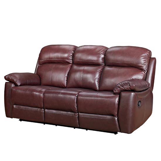 Product photograph of Astona Leather 3 Seater Fixed Sofa In Chestnut from Furniture in Fashion