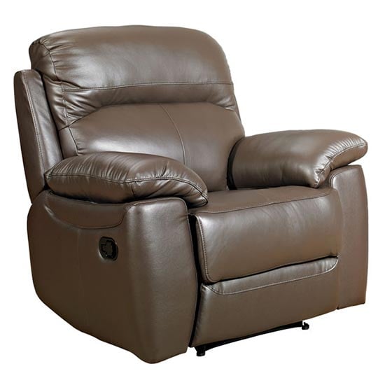 Product photograph of Astona Leather Recliner Sofa Chair In Brown from Furniture in Fashion