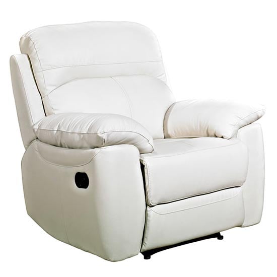 Product photograph of Astona Leather Recliner Sofa Chair In Ivory from Furniture in Fashion