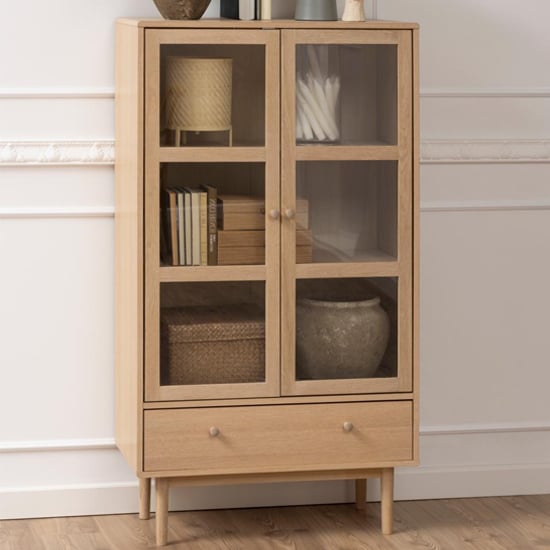 Product photograph of Astonik Wooden Display Cabinet With 2 Doors In Oak White from Furniture in Fashion
