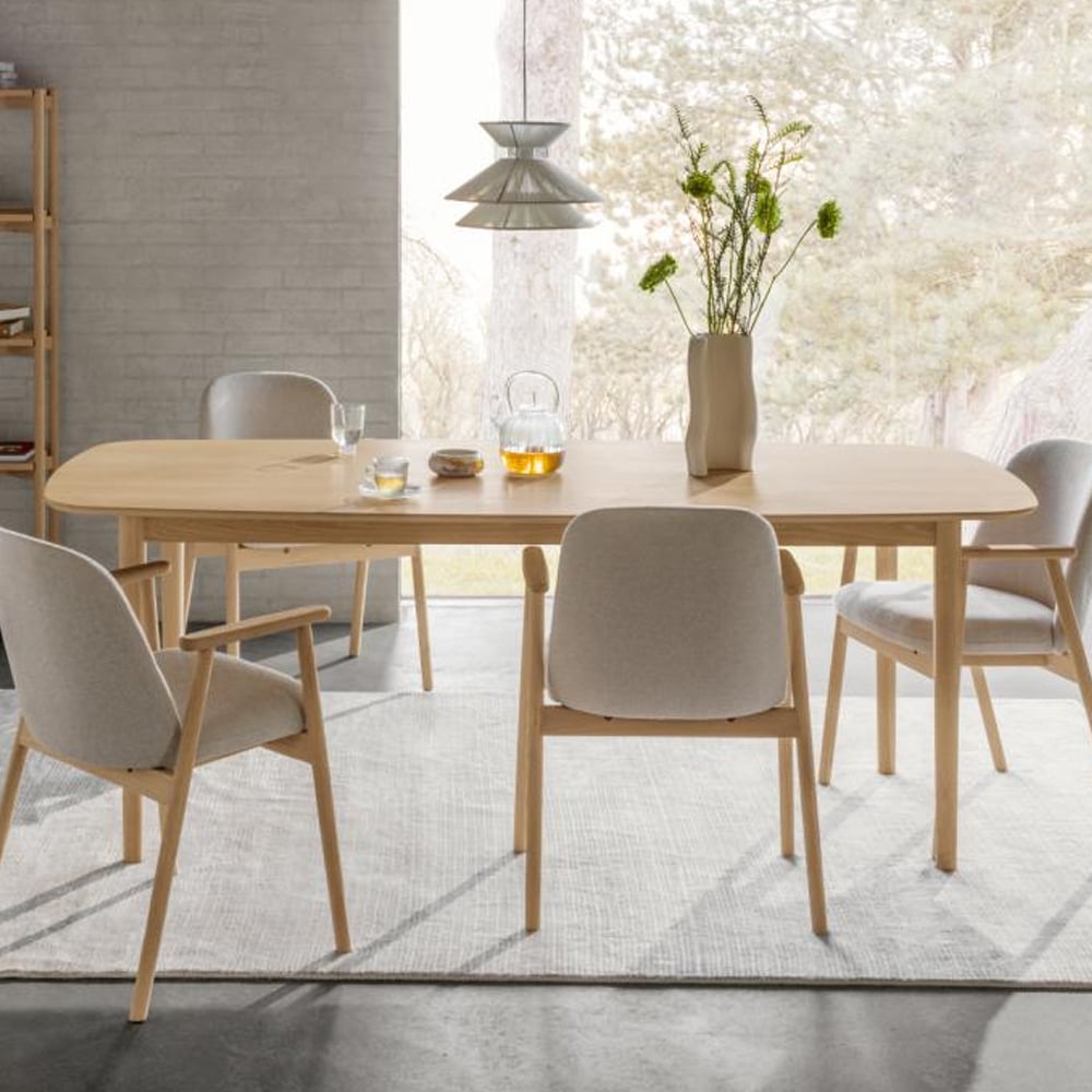 Astonik Wooden Rectangular Dining Table In White Oak