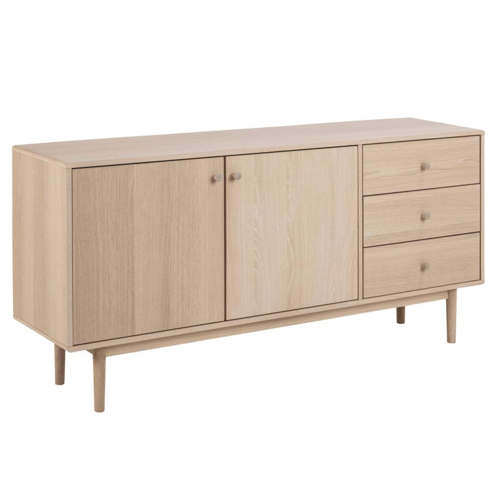 Astonik Wooden Sideboard With 2 Doors 3 Drawers In Oak