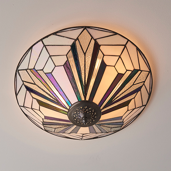Astoria 2 Lights Large Flush Ceiling Light In Dark Bronze