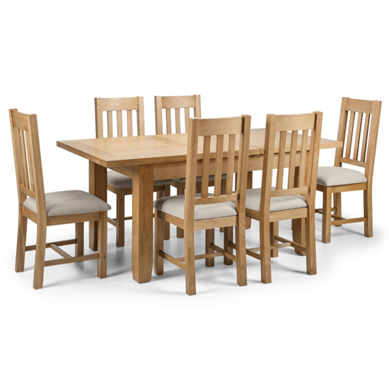 Abana Extending Waxed Oak Dining Table With 6 Hadia Chairs_2