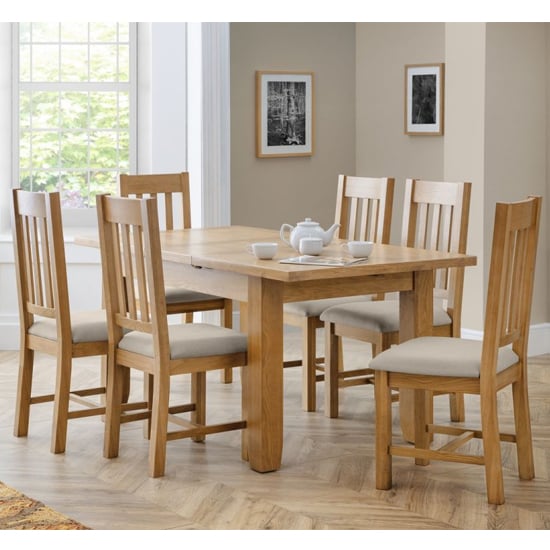 Abana Extending Waxed Oak Dining Table With 6 Hadia Chairs