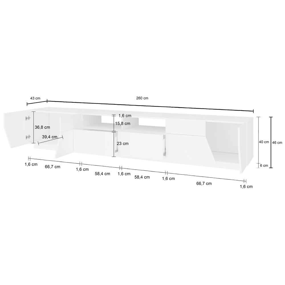 Astoria Large High Gloss TV Stand In White
